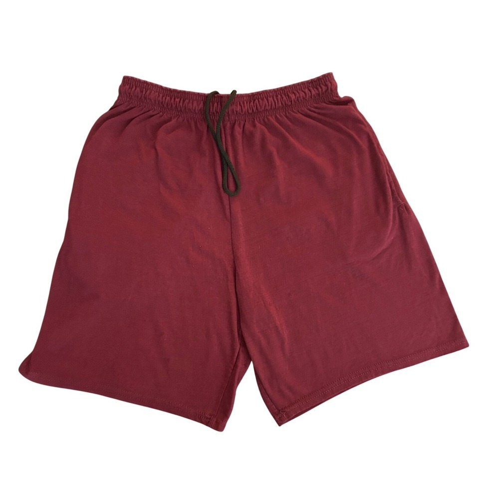 Fruit of the Loom Mens Burgundy Jersey Knit Shorts Size M Maroon (1222)